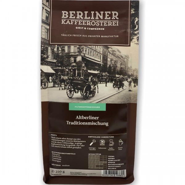 Berliner Kaffeerösterei - Altberliner Traditionmischung - Ganze Bohne 250g
