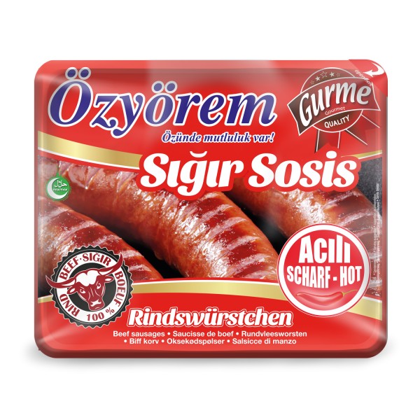 Özyörem Rinderwürstchen Gurme Scharf Sigir Sosis Aci 800g