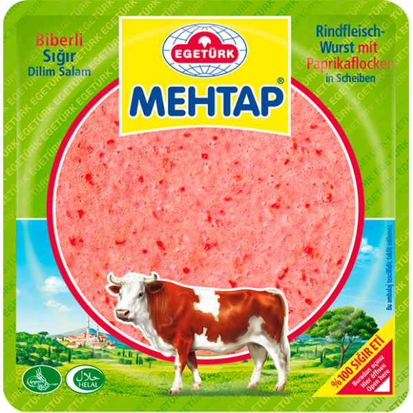 Egetürk Mehtap Rindfleischwurst Paprika- Biberli Sigir Dilim Salam 150g