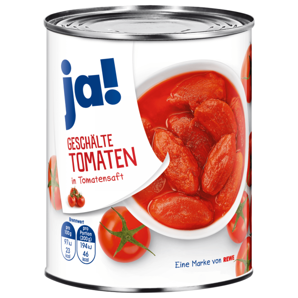 Ja! Geschälte Tomaten in Tomatensaft 800g