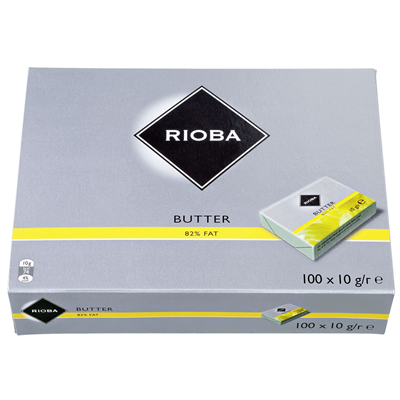 Rioba Butter Einzelportionen 82 % Fett, 100 Stück à 10 g - 1 kg Karton