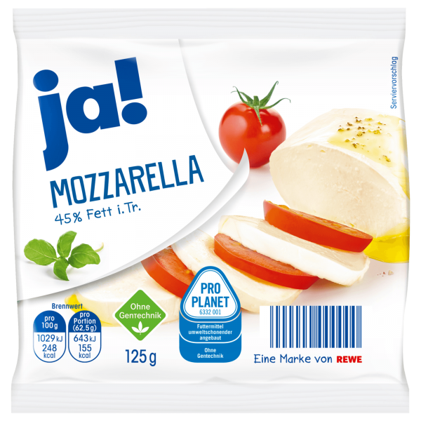 Ja! Mozzarella 45% Fett 125g