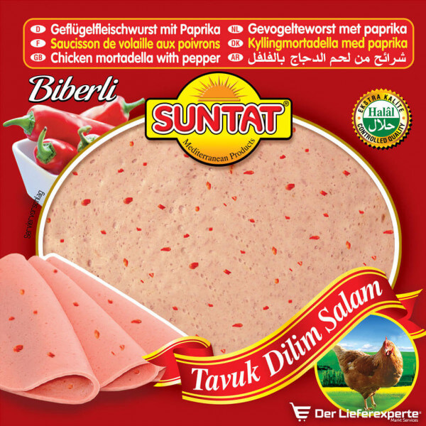 suntat Geflügelfleischwurst mit Paprika- Tavuk Dilim Salam Biberli 200g