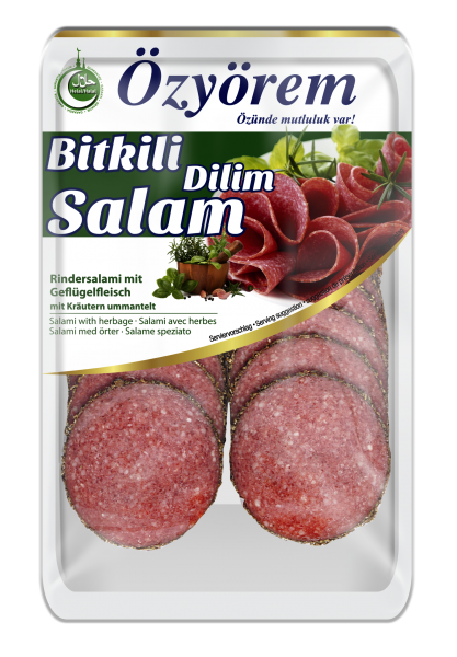 Özyörem Biberli Dilim Salami - Rindersalami mit Geflügelfleisch mit Paprika ummantelt 80g