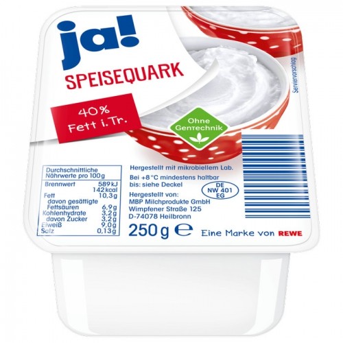Ja! Speisequark 40% Fett 250g