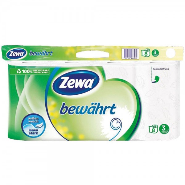 Zewa bewährt Toilettenpapier 8x150 Blatt 3 Lagig