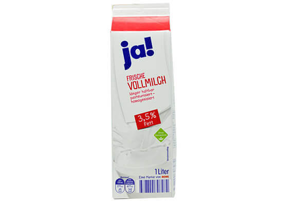 Ja! Frische Vollmilch 3,5 % Fett 1L