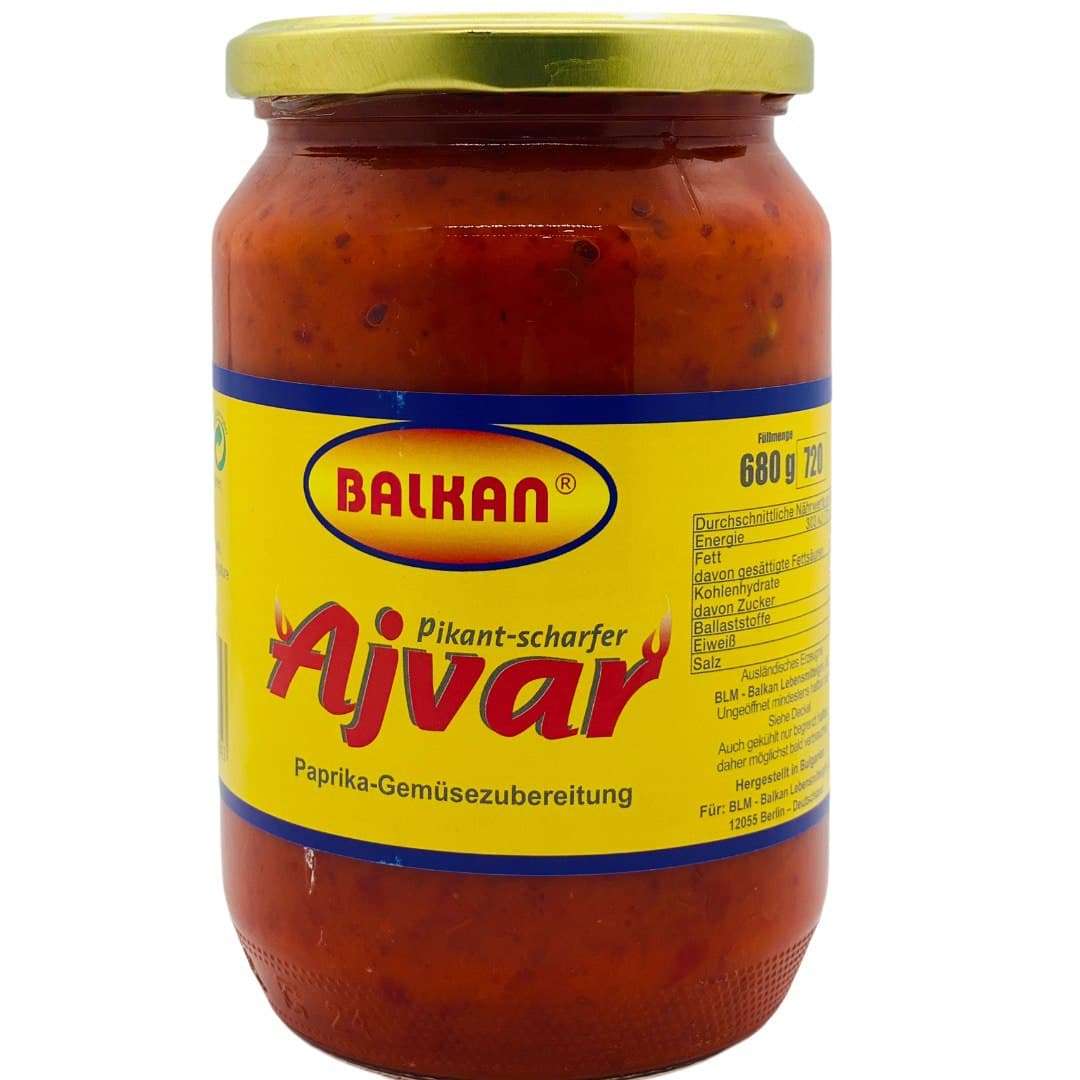 Balkan Ajvar Scharf Paprika Gemüsezubereitung 680g | Soßen, Scharf ...