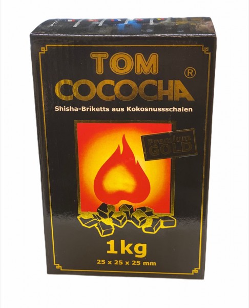 Tom Cococha Shisha Nargile Kömürü Briketts Aus kokosnussschalen Premium Gold 1 kg