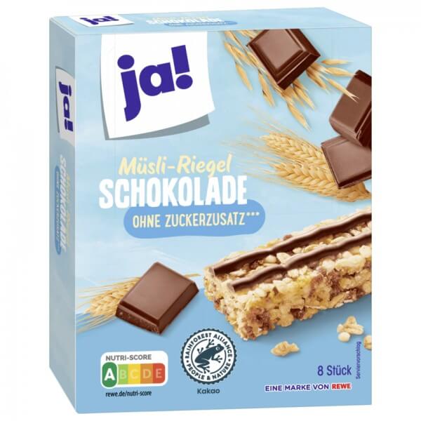 Ja! Müsli-Riegel Schokolade ohne Zucker - 8 Riegel 200g