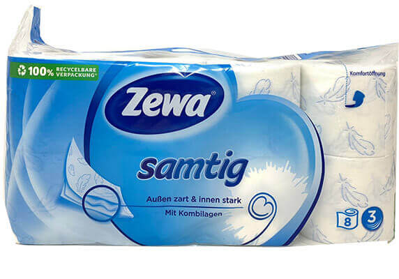 Zewa Samtig Toilettenpapier 3-Lagig 4 Stück