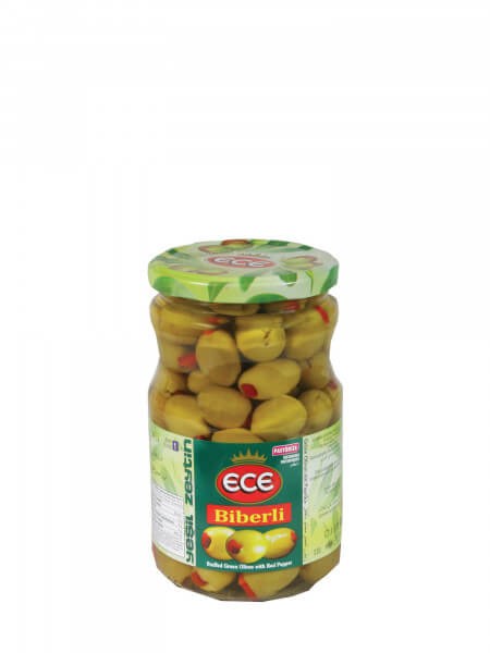 Ece Oliven mit Paprika - Biberli Yesil Zeytin 400g